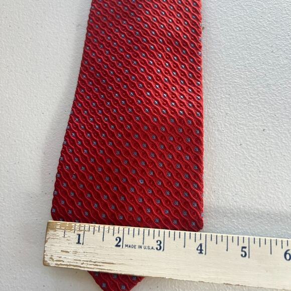 Robert Talbott Necktie Best Of Class Parisian Red Gray Polka Dot Wave Silk - Picture 7 of 7